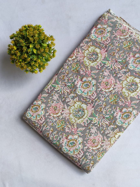 Hand Block Printed Pure Cotton Fabric In Running Length - JBRHS15