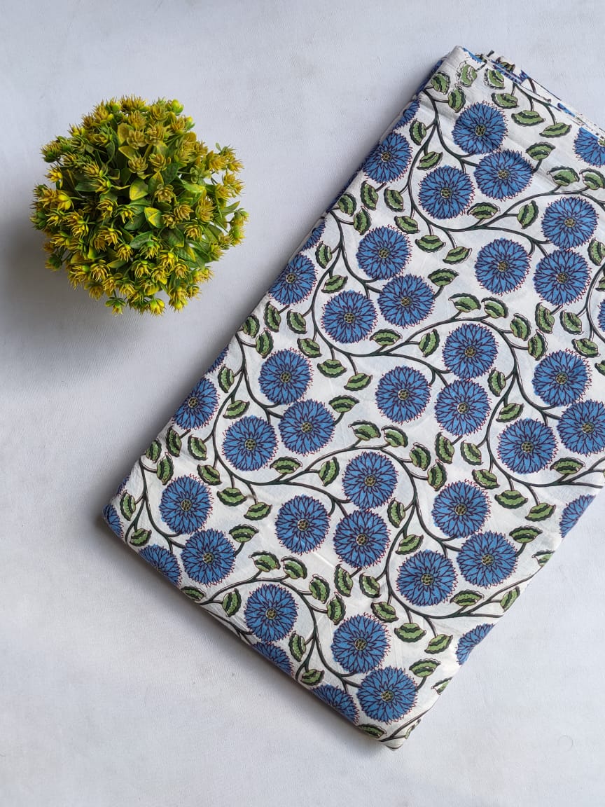 Hand Block Printed Pure Cotton Fabric In Running Length - JBRHS22