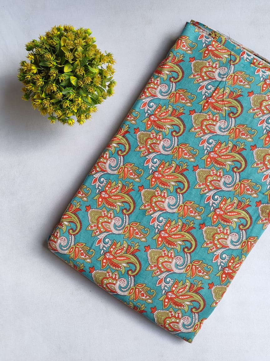 Hand Block Printed Pure Cotton Fabric In Running Length - JBRHS42