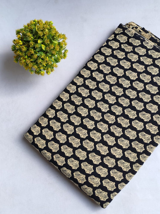 Hand Block Printed Pure Cotton Fabric In Running Length - JBRHS46