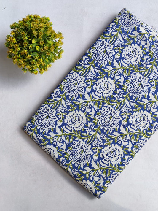 Hand Block Printed Pure Cotton Fabric In Running Length - JBRHS5